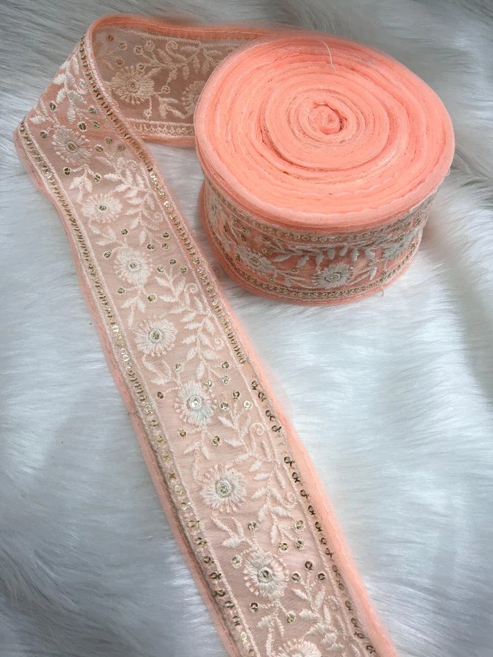 Lucknowi Thread Lace - Pink